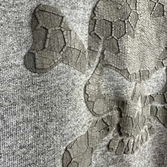 Utility Mens MEDIUM Skull Crossbones Hoodie Vintage Y2K Skater Goth Baggy Grey - Picture 4 of 11